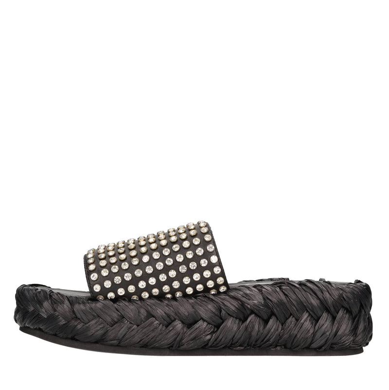 Mules in pelle e strass 