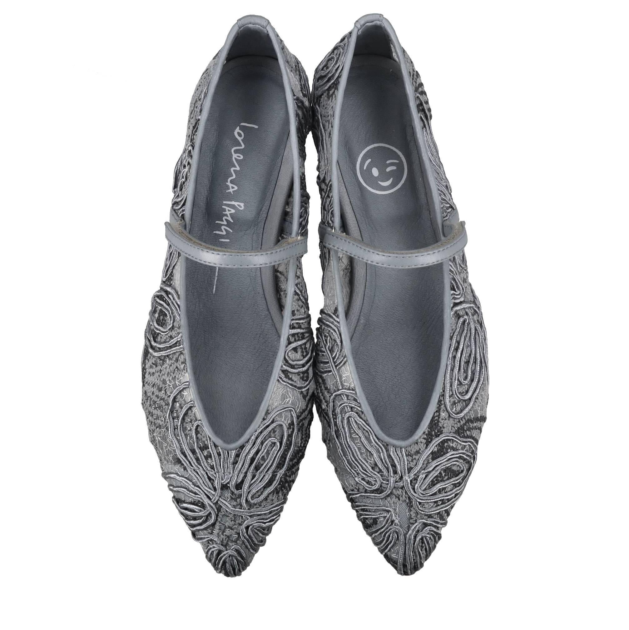 Ballerine in pelle e tessuto 