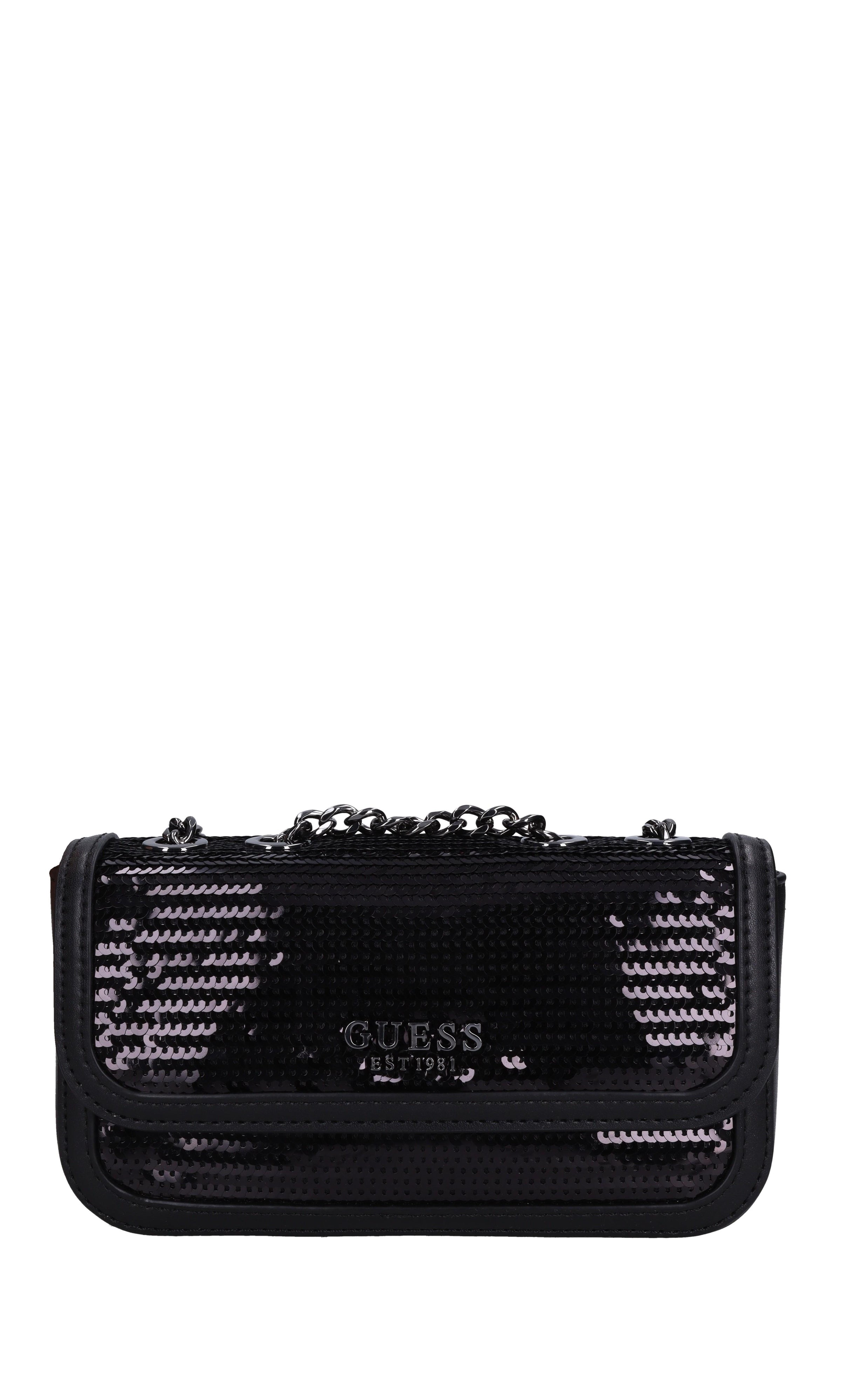 Borsa mini in ecopelle e paillettes 