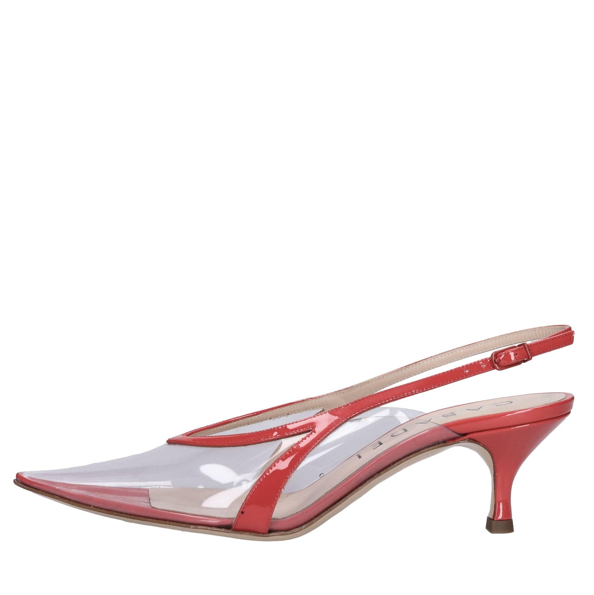 Décolleté slingback in plexi e vernice 