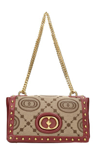 Borsa in pelle e tessuto 