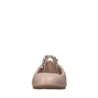 Ballerine in pelle con fascia elastica ricoperta di strass 