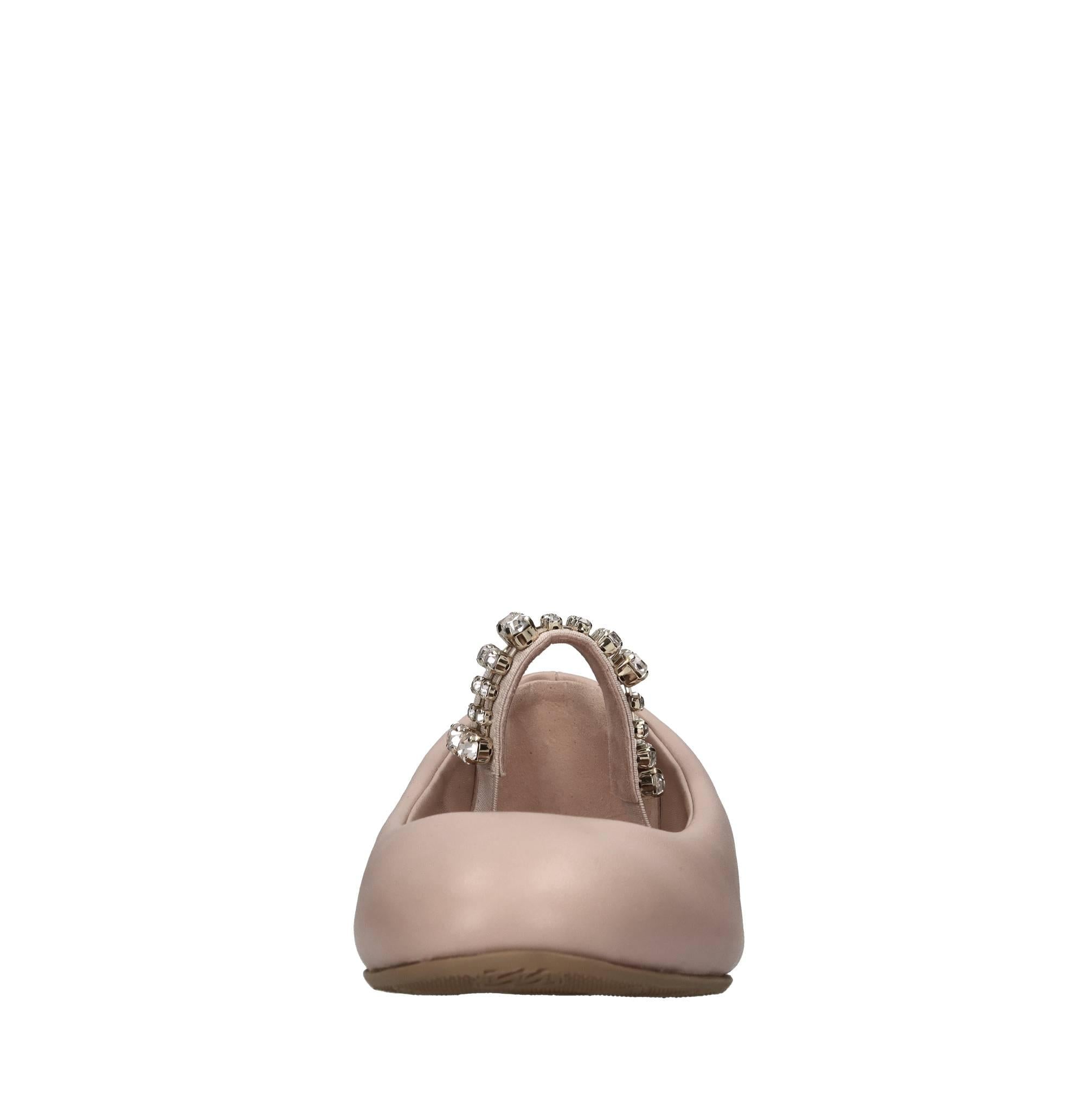 Ballerine in pelle con fascia elastica ricoperta di strass 
