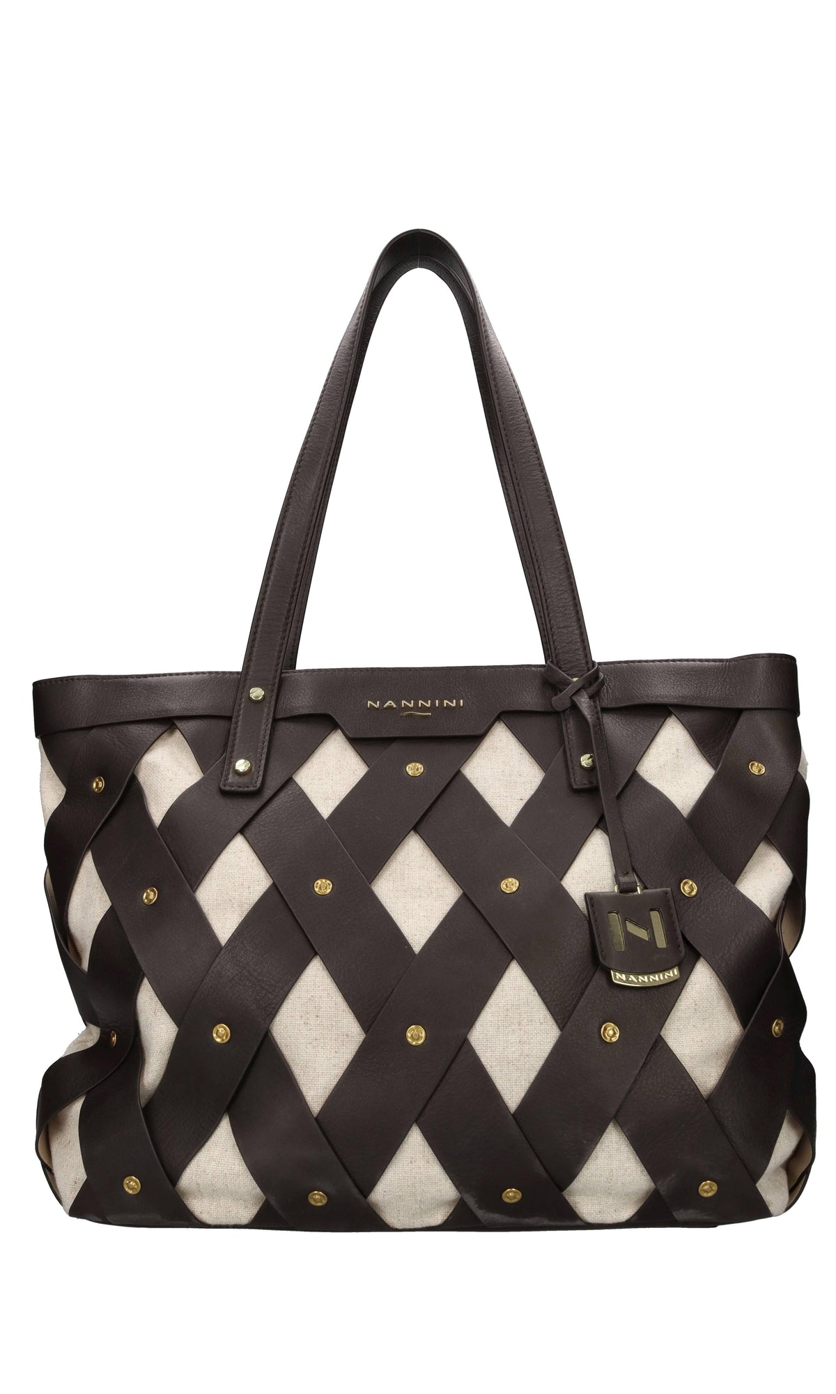 Borsa in pelle e tessuto 