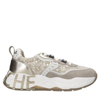 Sneakers in camoscio e tessuto con paillettes 