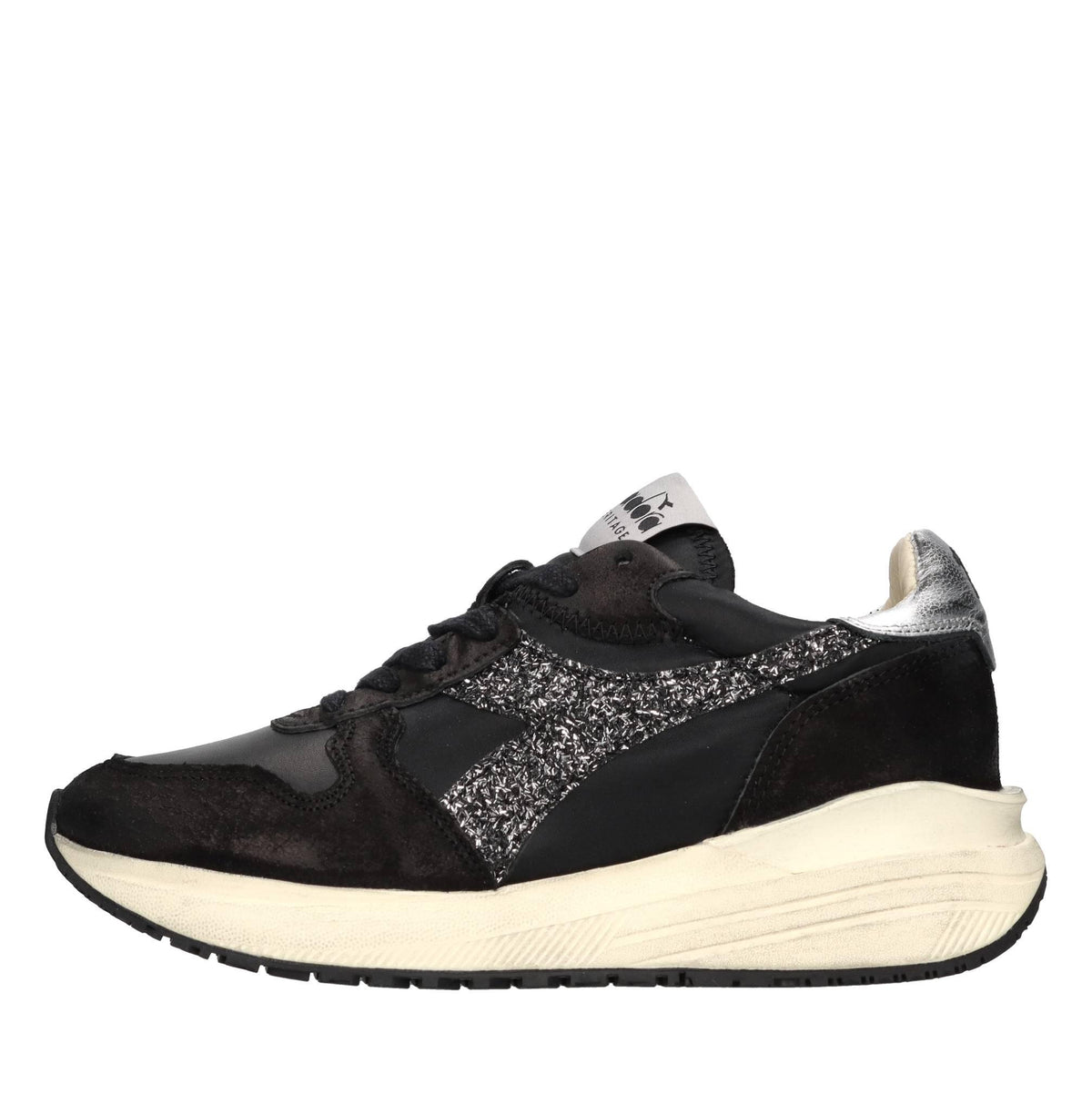Sneakers in pelle e tessuto 