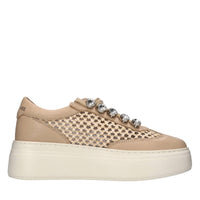Sneakers in pelle,tessuto e strass 