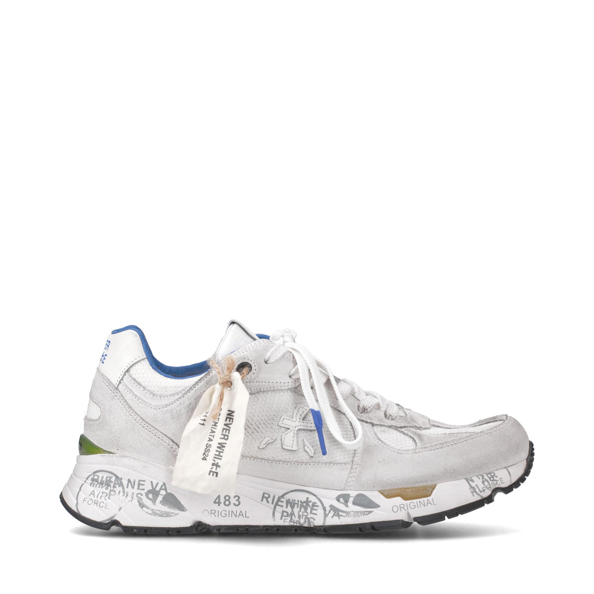 Sneakers in pelle scamosciata e tessuto 