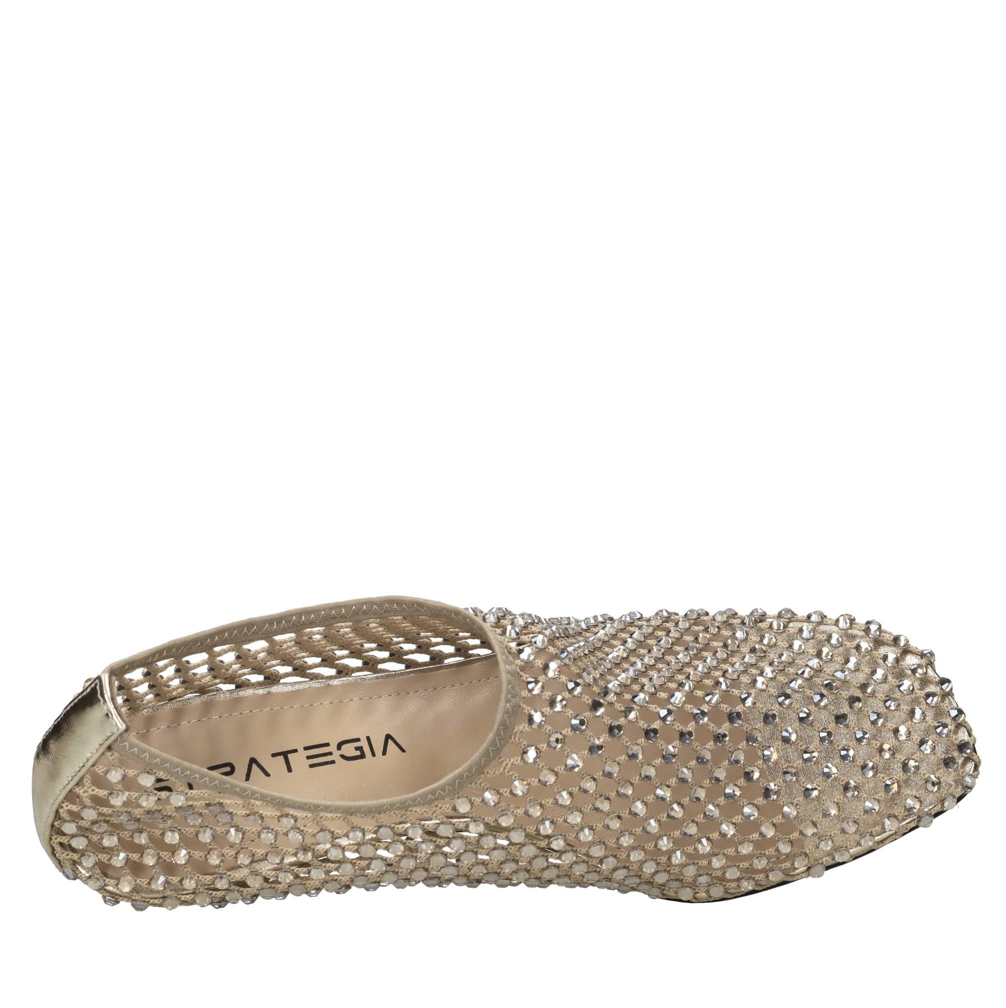 Décolleté Connie in pelle tessuto e strass 