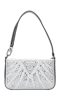 Borsa in ecopelle tessuto e strass 