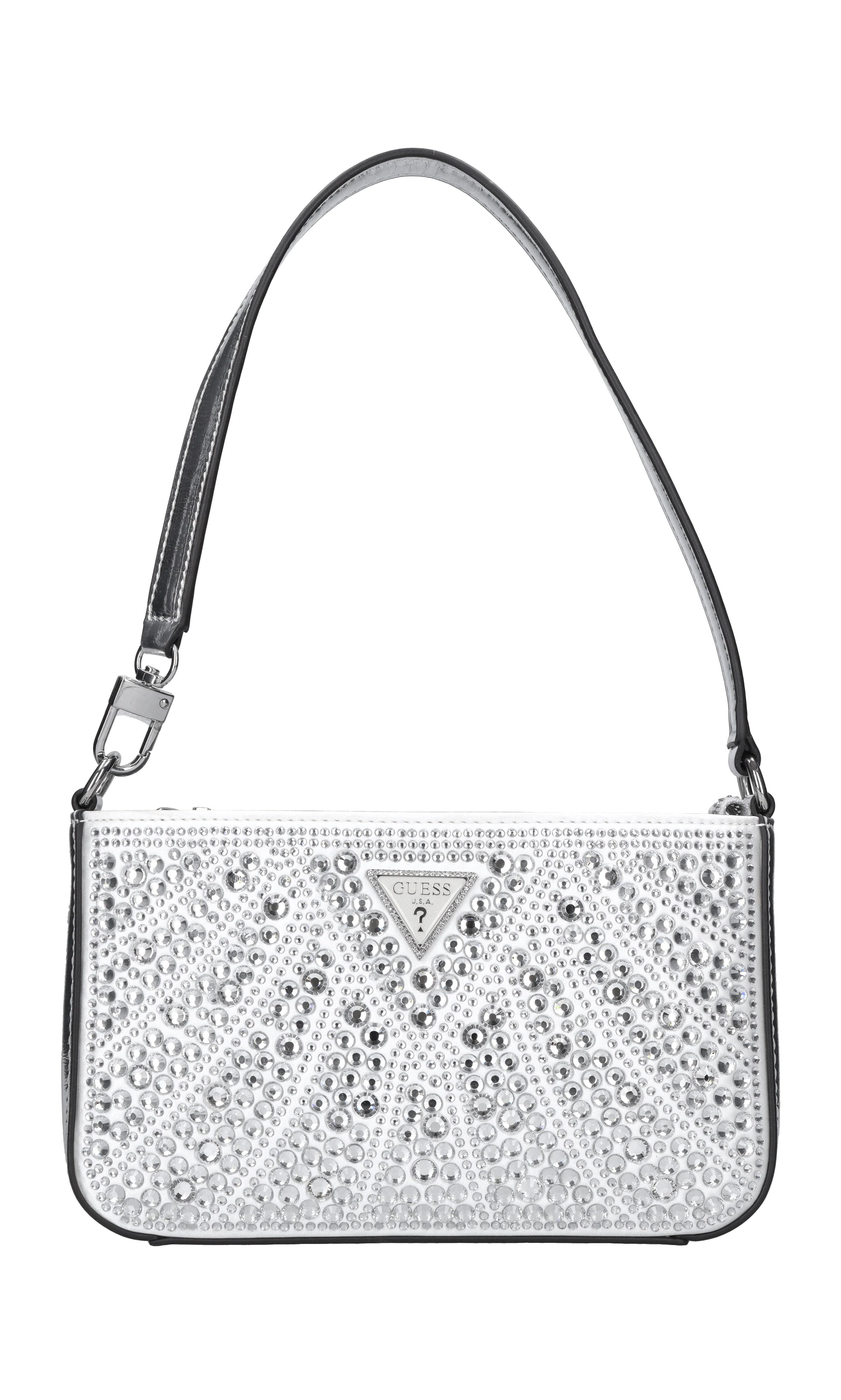 Borsa in ecopelle tessuto e strass 