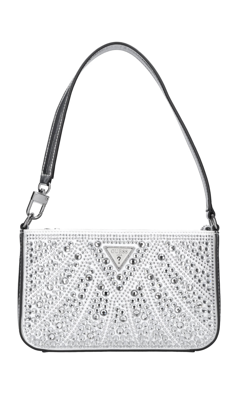 Borsa in ecopelle tessuto e strass 