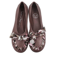 Ballerine in pelle e tessuto 