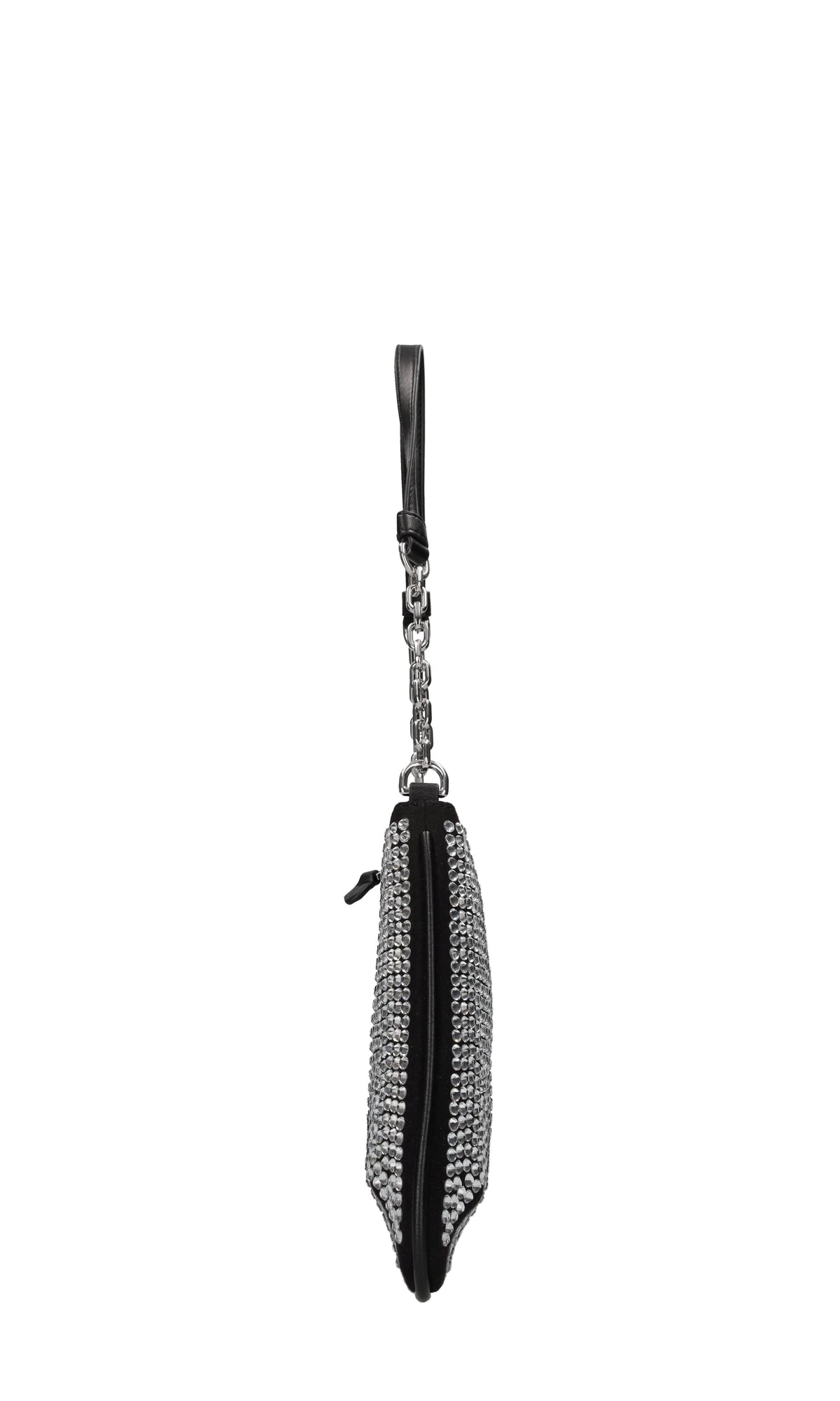 Borsa in tessuto con strass ed ecopelle 