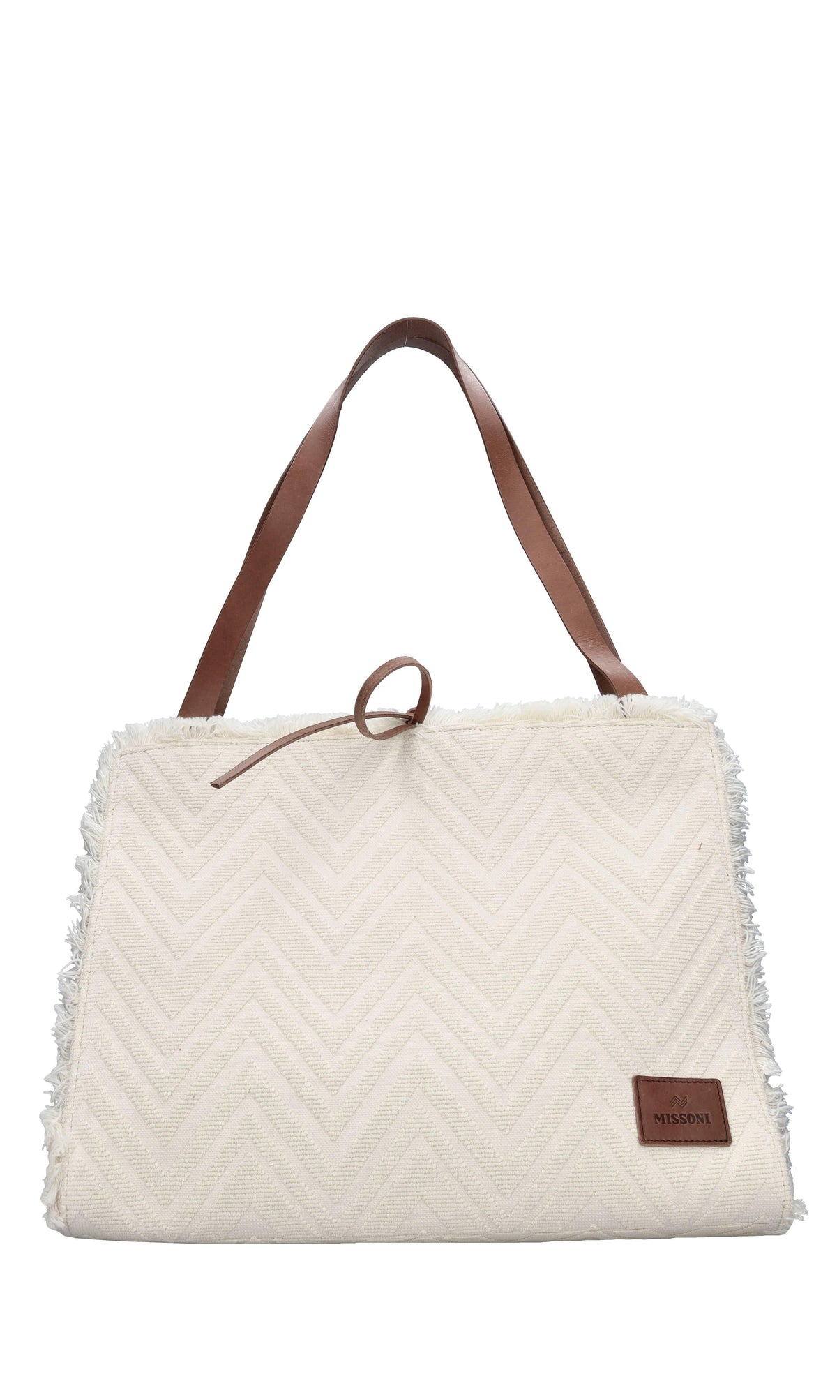 Borsa in tessuto zig zag e pelle 