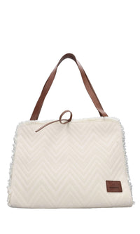 Borsa in tessuto zig zag e pelle 