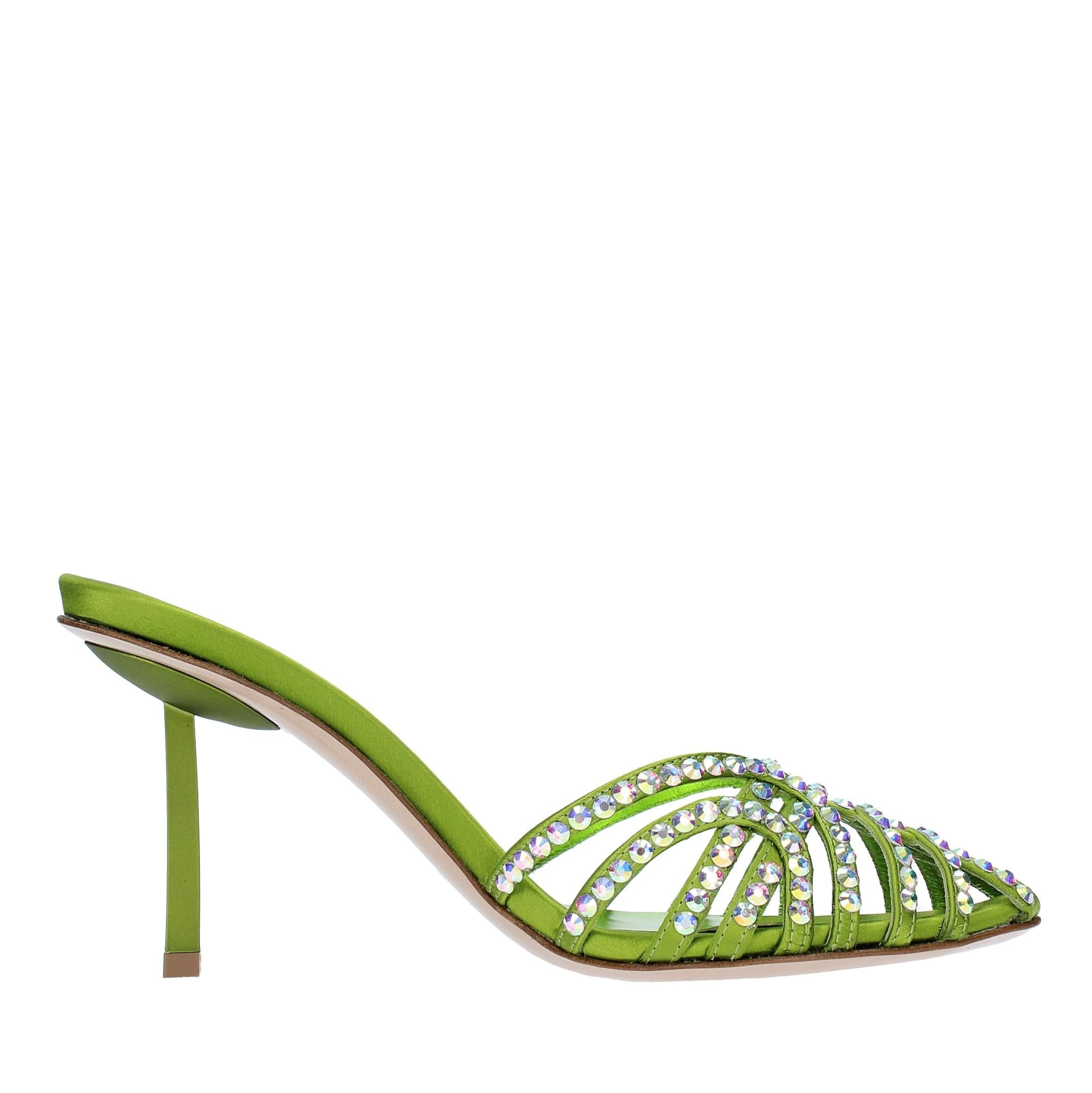 Mules in raso e strass 