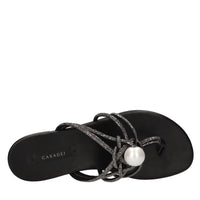 Sandali flat Labuan in pelle e microstrass 