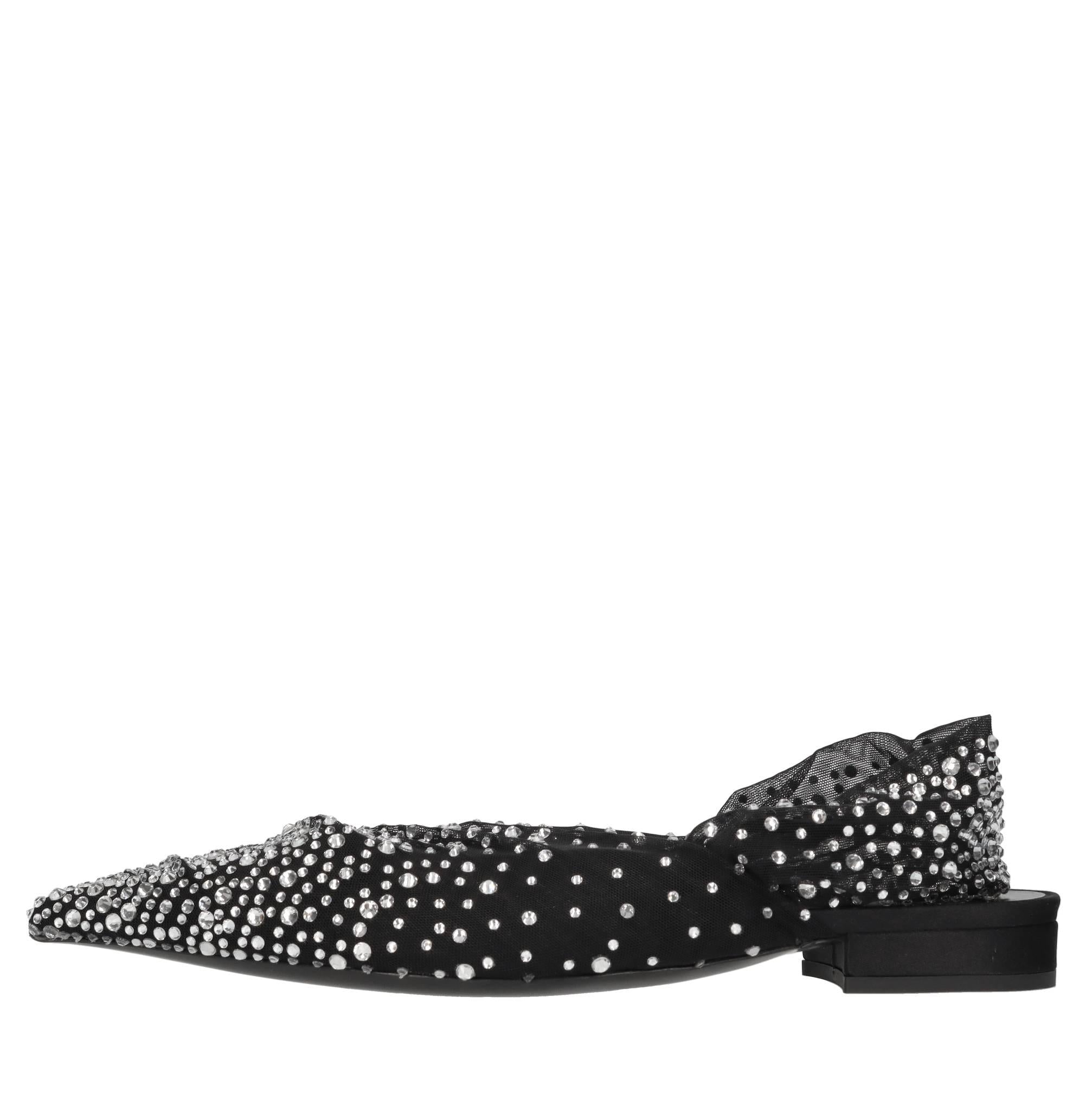 Ballerine slingback in tulle e strass 