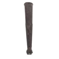 Stivali cuissard Galaxy in ecocamoscio stretch con tacco impreziosito da strass 