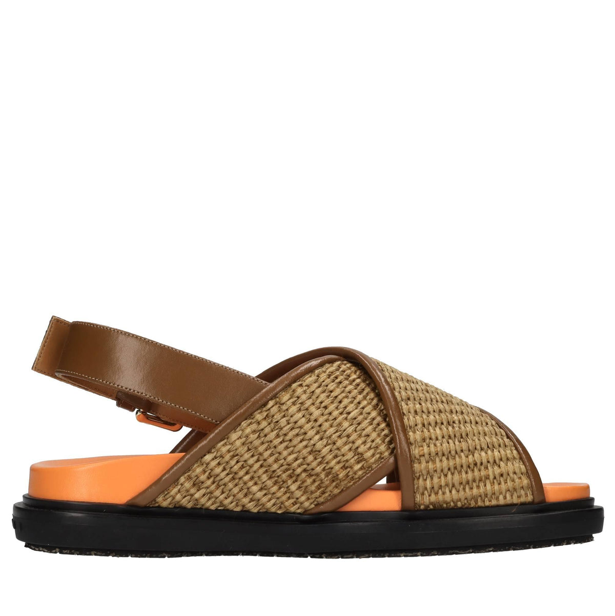 Sandali in rafia e pelle 