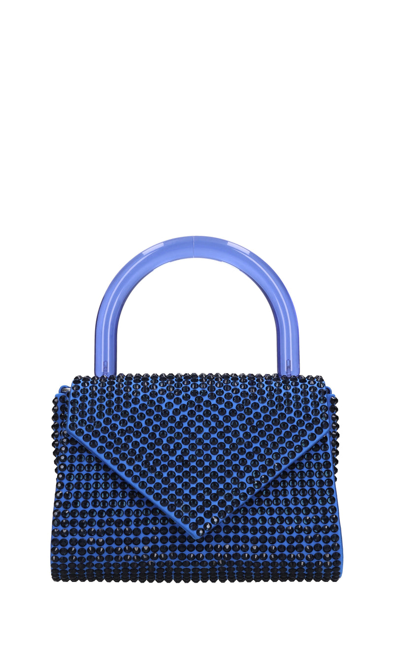 Borsa mini Cookie in raso e strass 