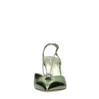 Décolleté slingback blade in pelle con applicazione gioiello 