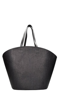 Borsa in pelle e rafia 