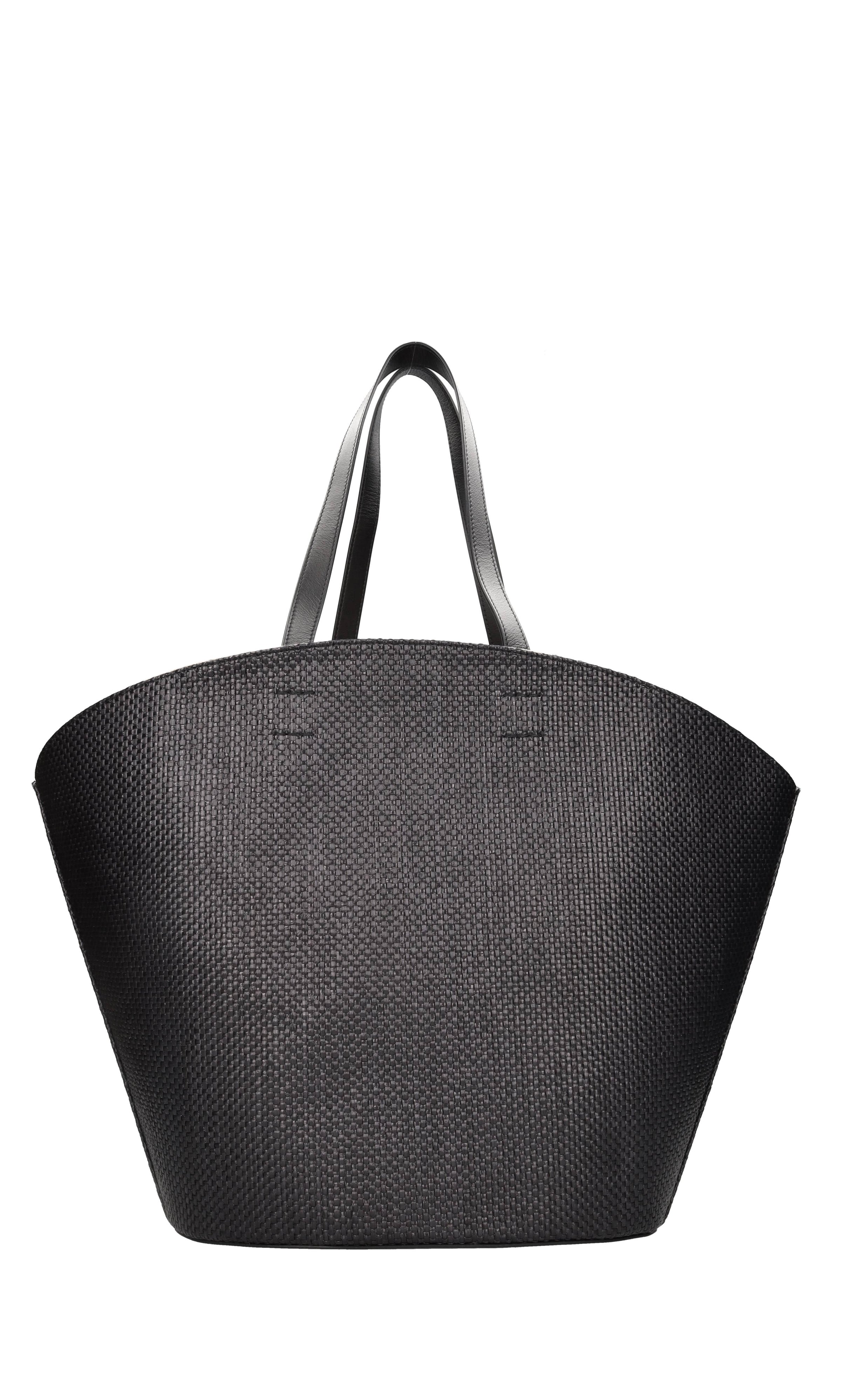 Borsa in pelle e rafia 