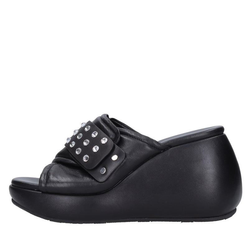 Mules Zeppa in pelle e strass 
