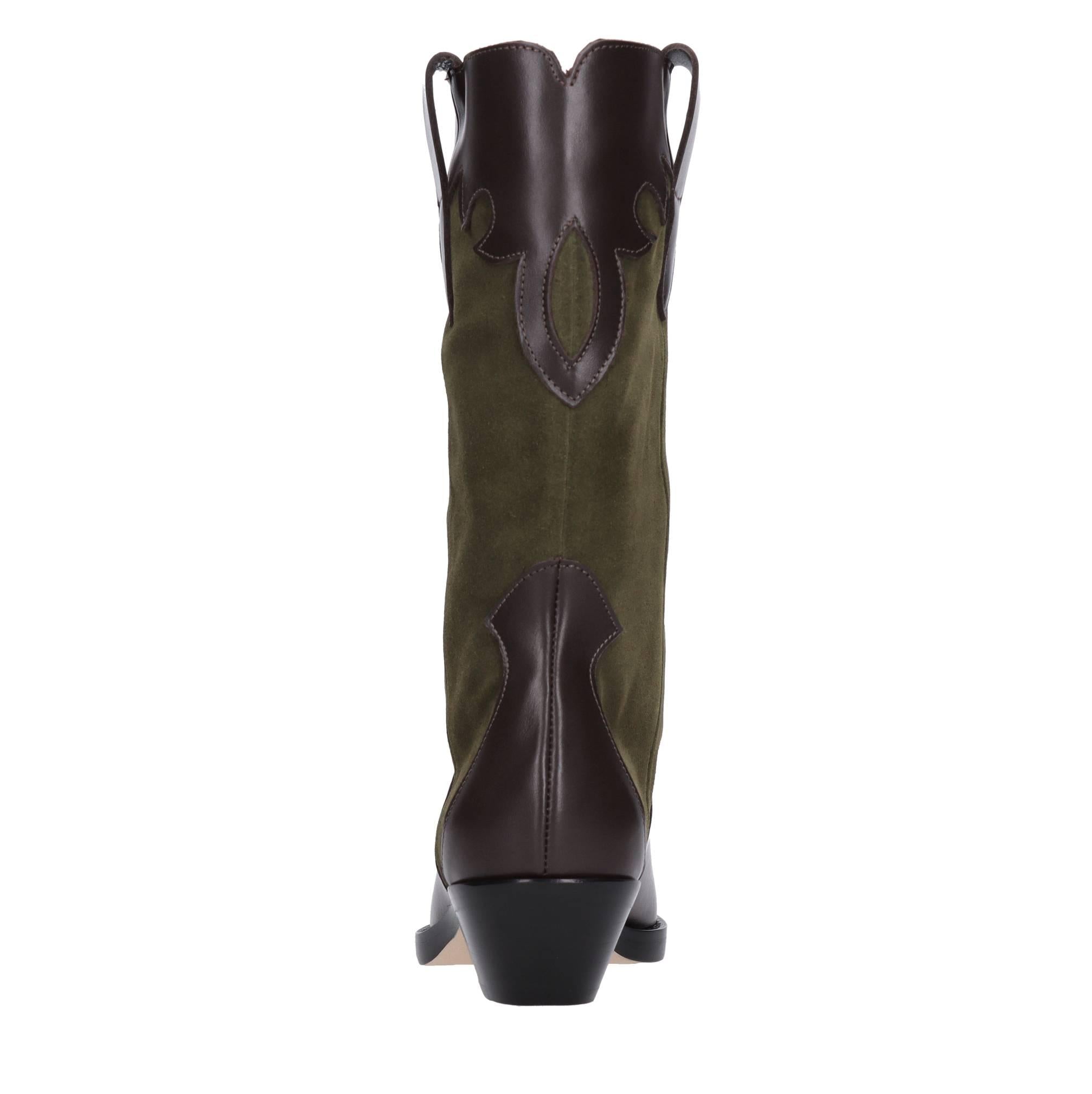 Stivali texani in pelle e camoscio 
