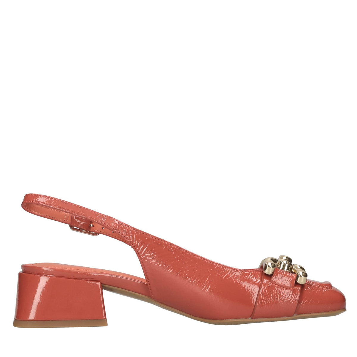 Décolleté slingback in pelle lucida 