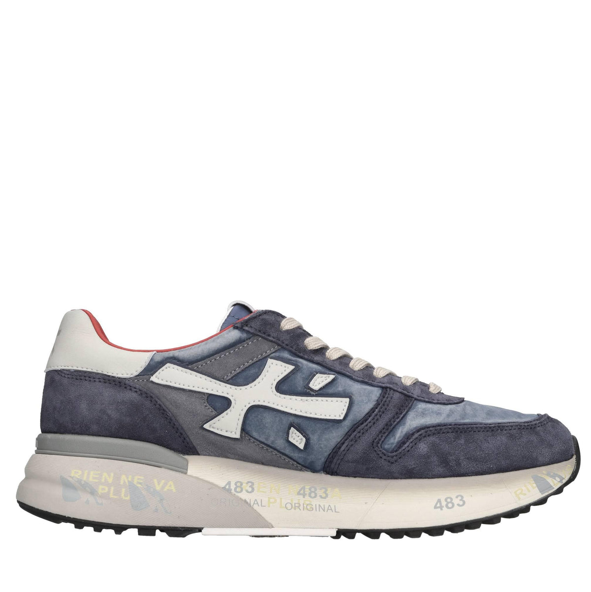 Sneakers in pelle ecopelle e tessuto 