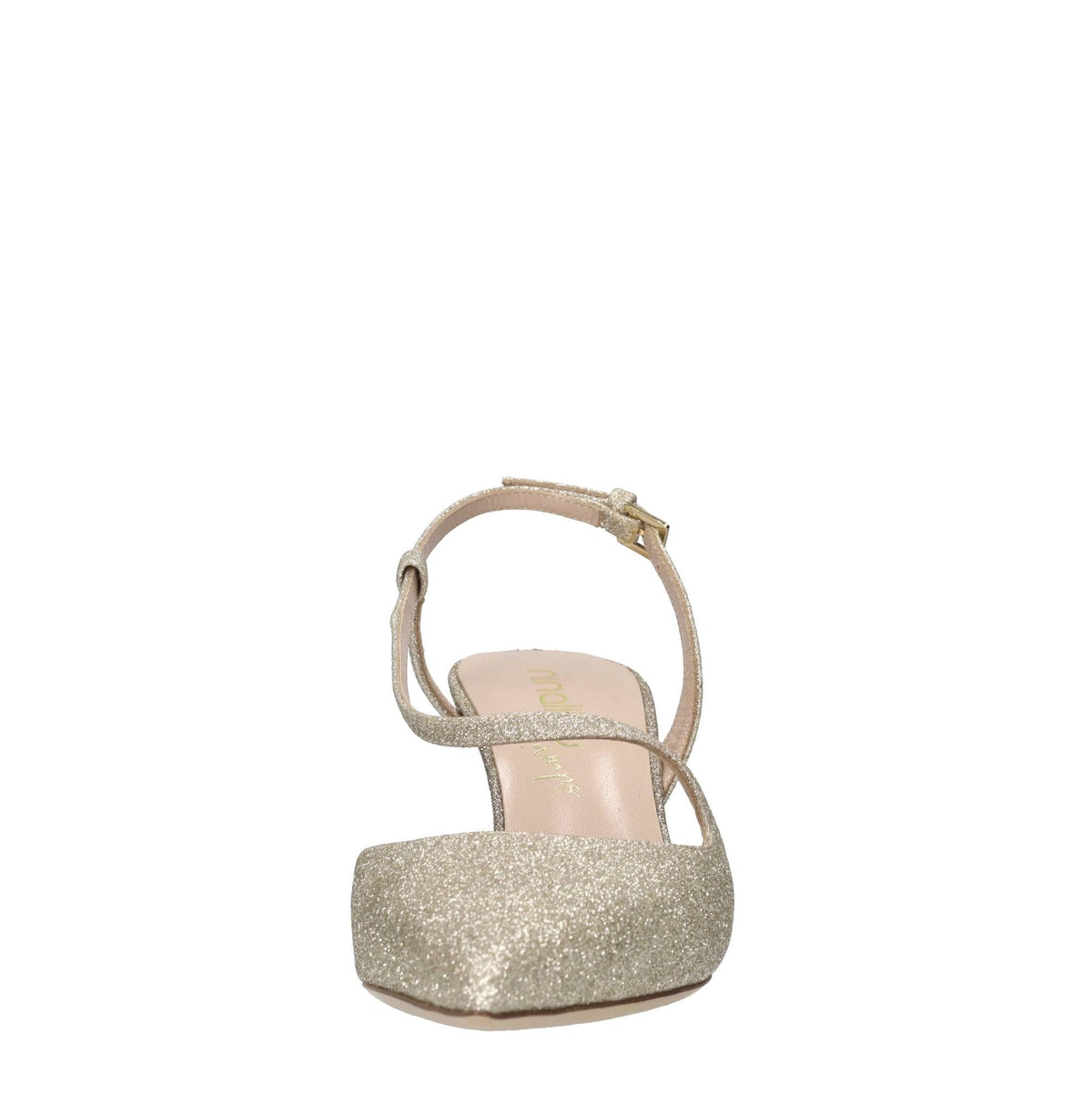Décolleté slingback in tessuto microglitter 