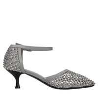 Décolleté Connie in pelle tessuto e strass 