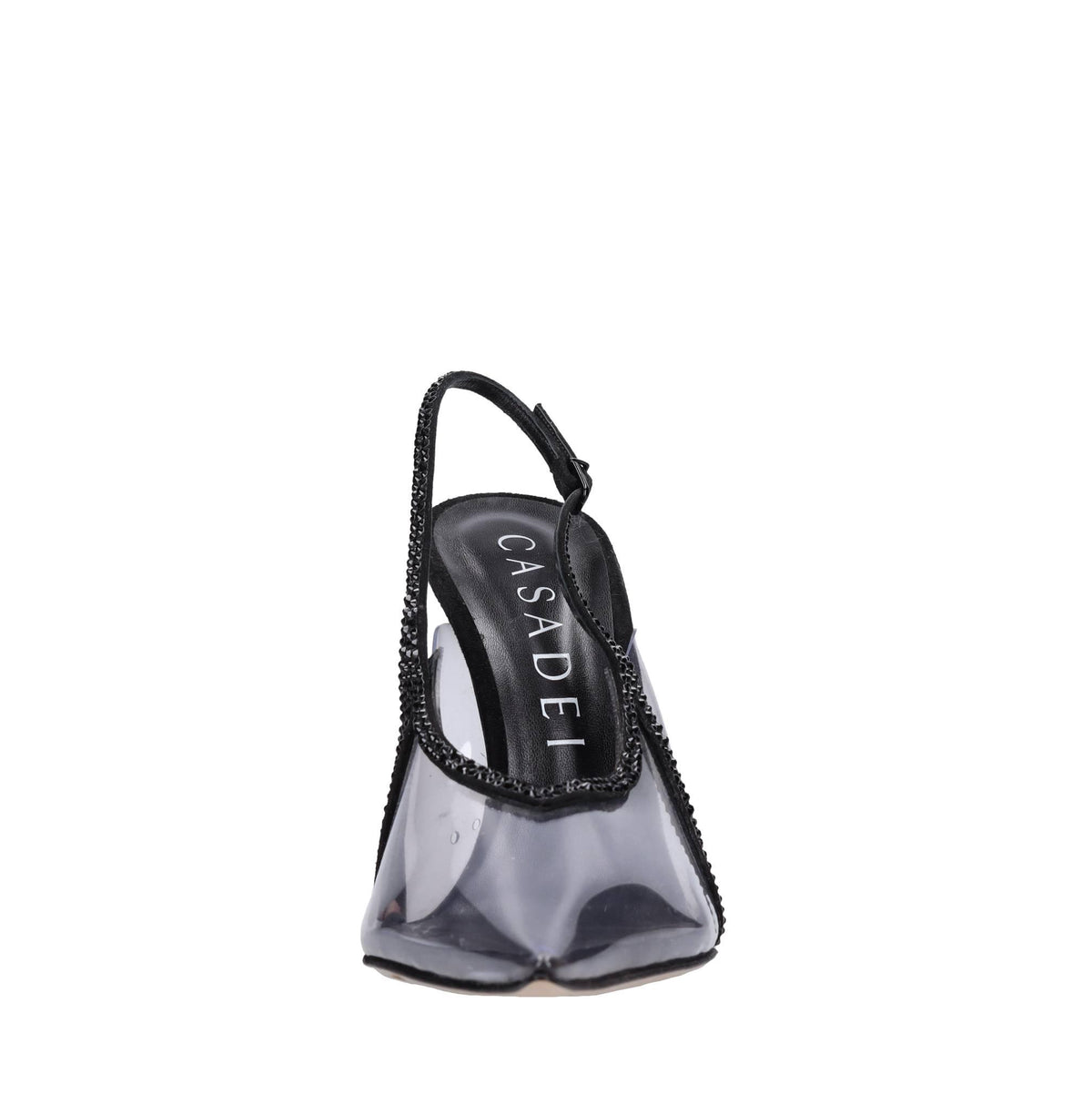 Décolleté Slingback in pelle strass e plexi 