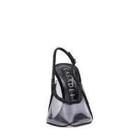 Décolleté Slingback in pelle strass e plexi 