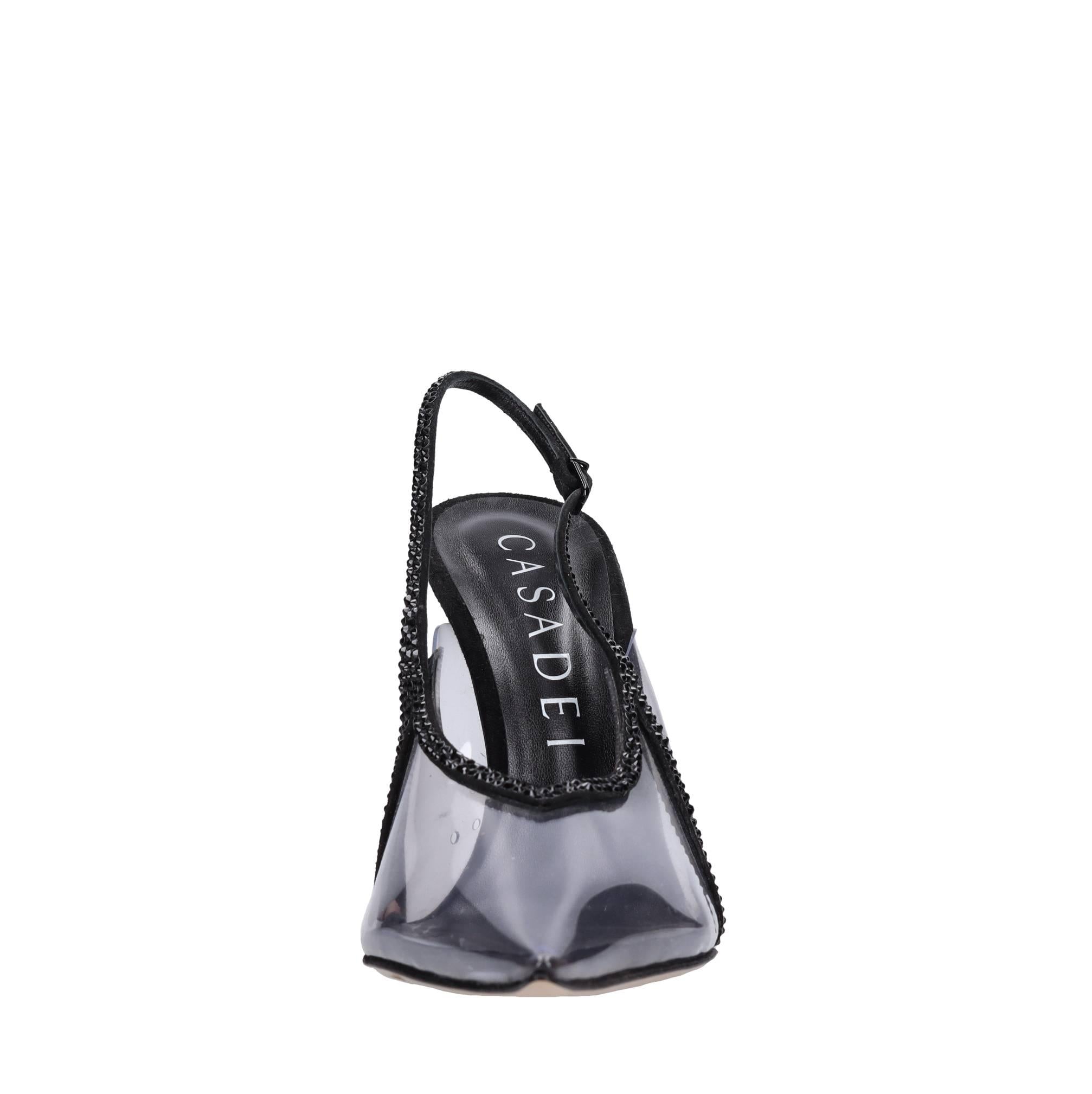 Décolleté Slingback in pelle strass e plexi 