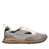 Sneakers in pelle e tessuto 
