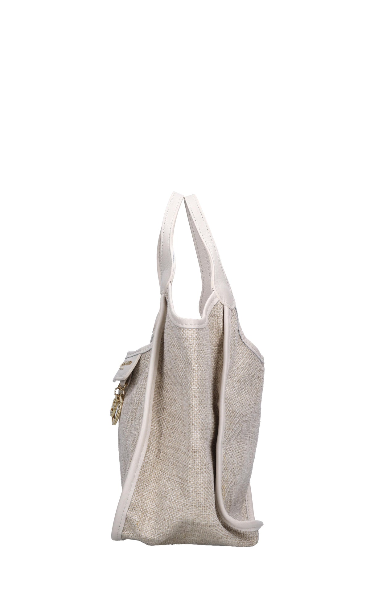 Borsa in pelle e tessuto 