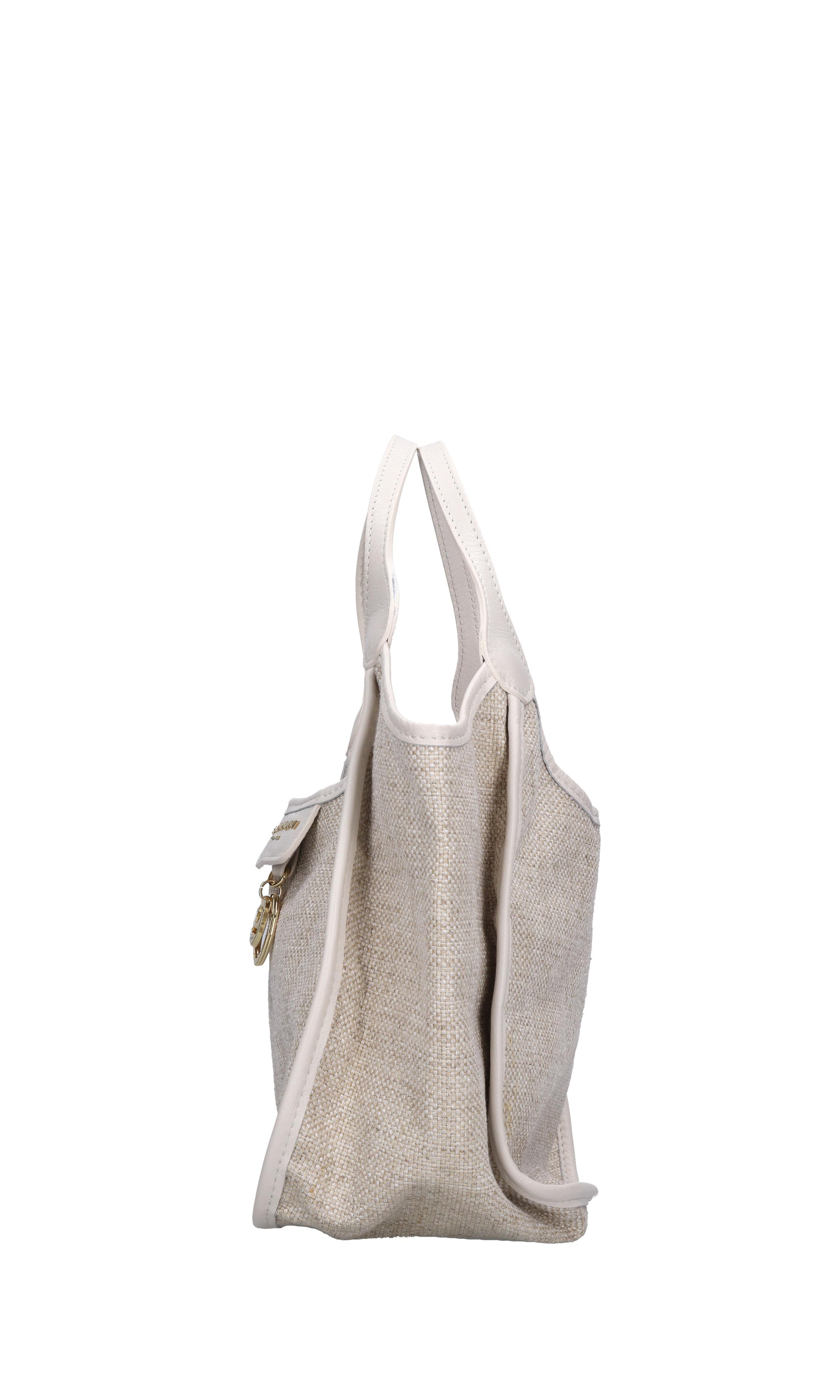 Borsa in pelle e tessuto 