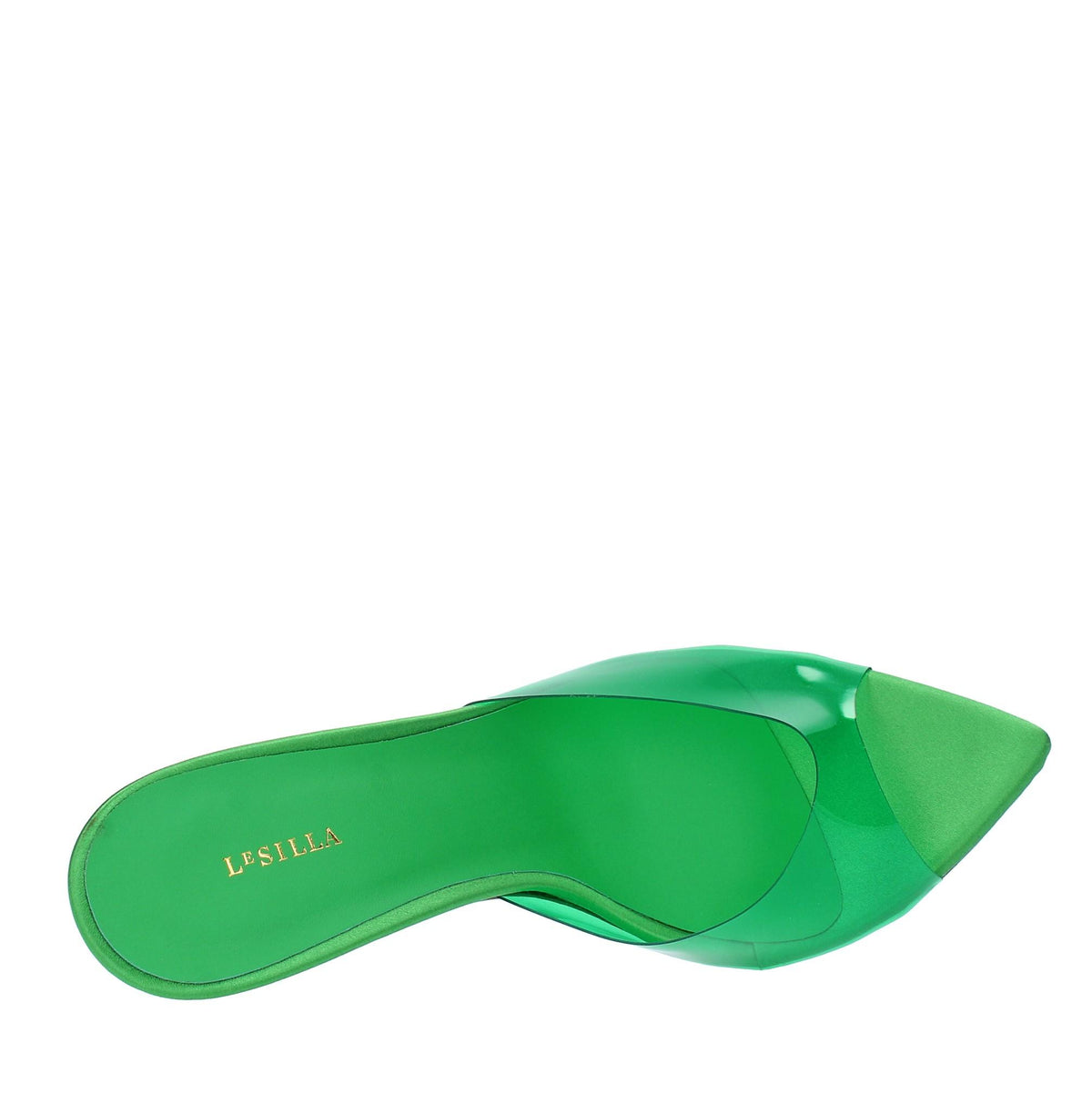 Mules in pelle e PVC. 
