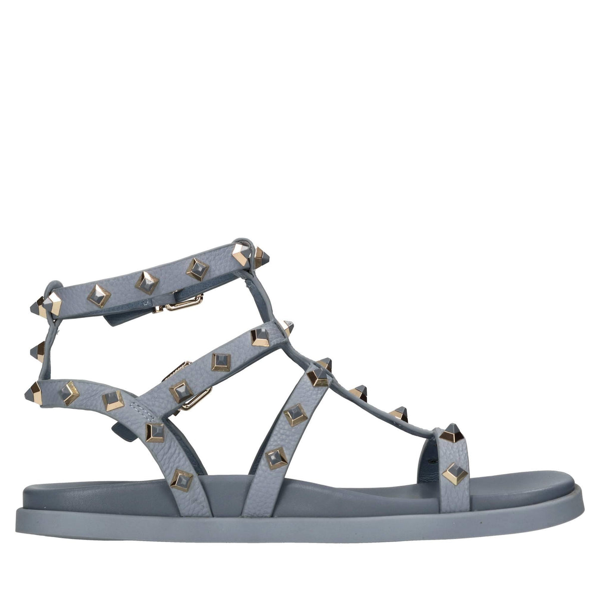 Sandali flat in pelle con applicazioni 