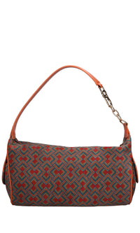 Borsa in pelle e tessuto 