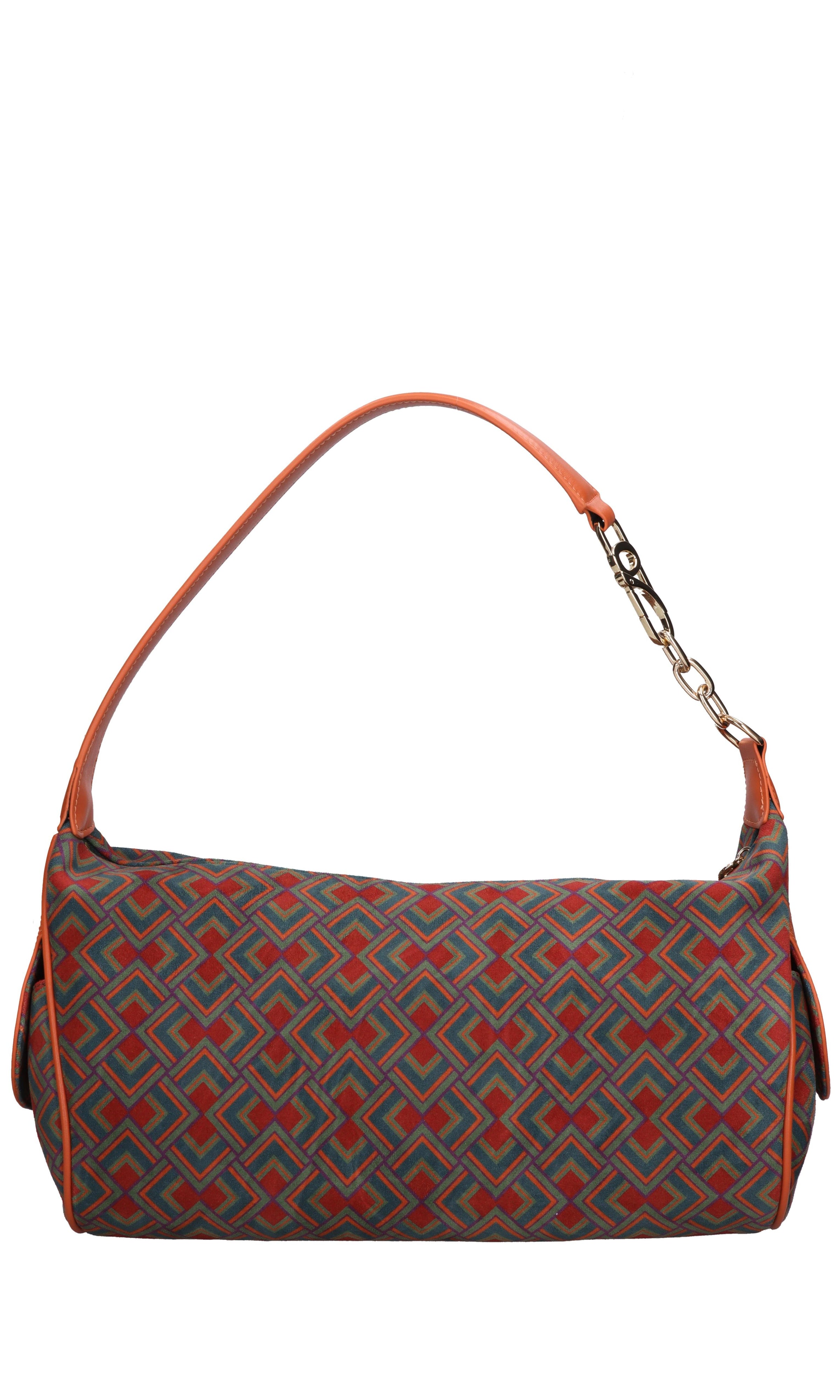 Borsa in pelle e tessuto 