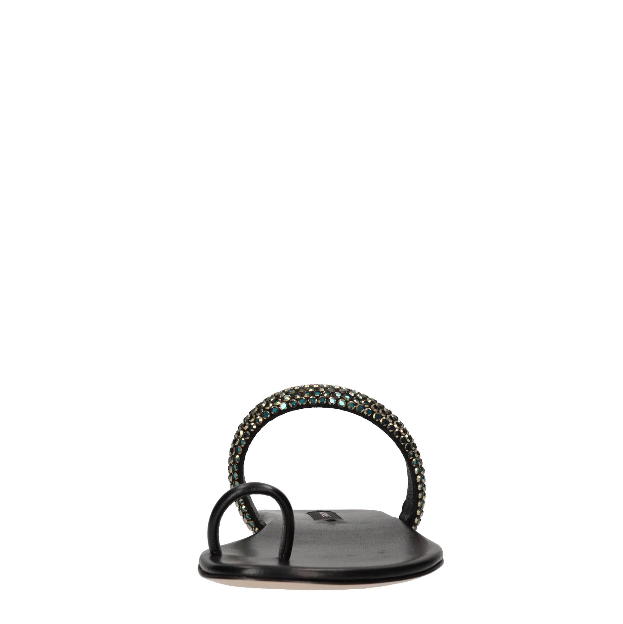 Sandali flat Olimpo in pelle e strass 