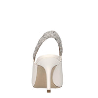 Décolleté slingback in pelle e microstrass 