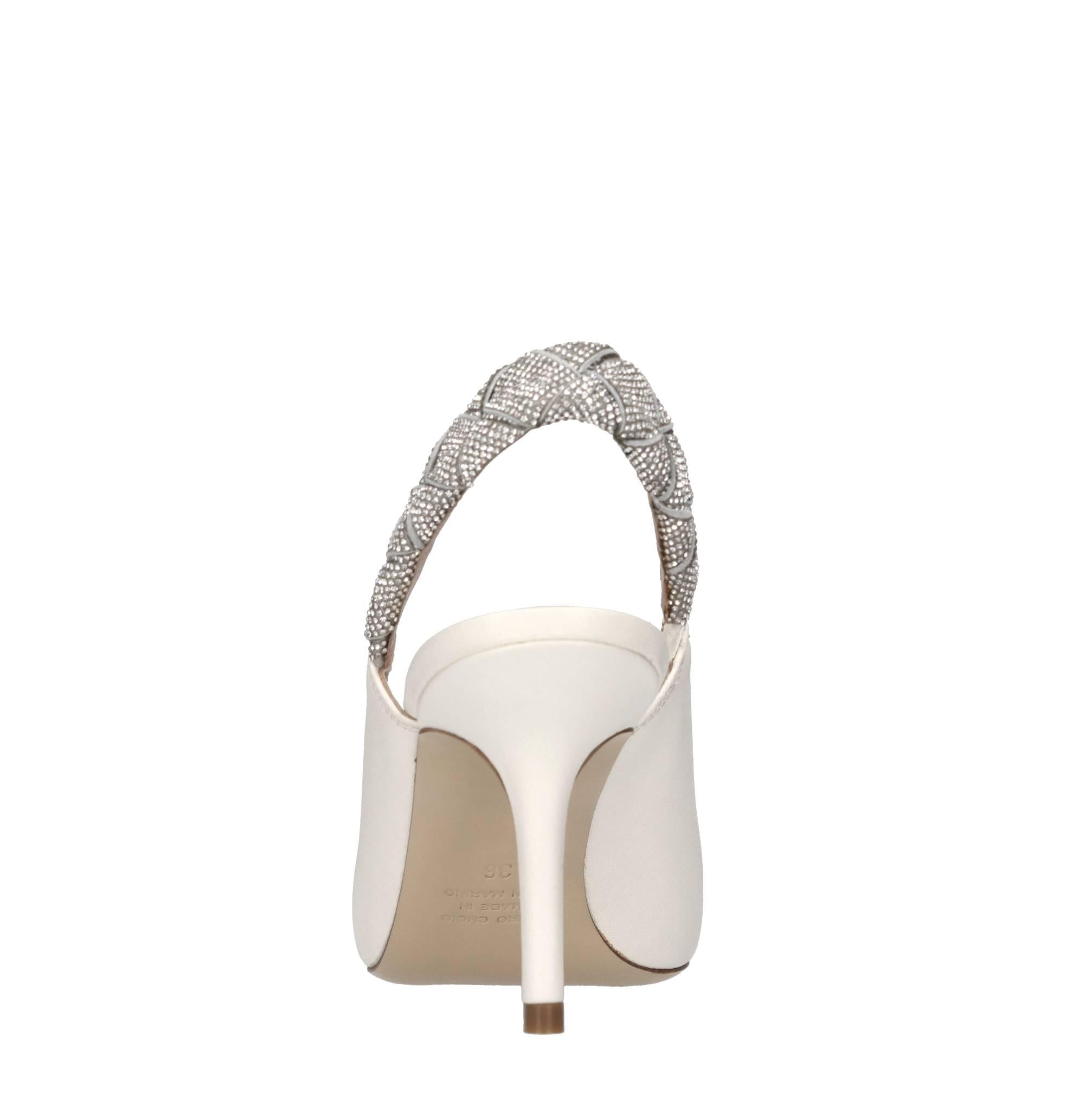 Décolleté slingback in pelle e microstrass 
