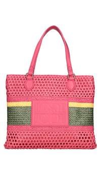 Borsa Glory in rafia ed ecopelle 