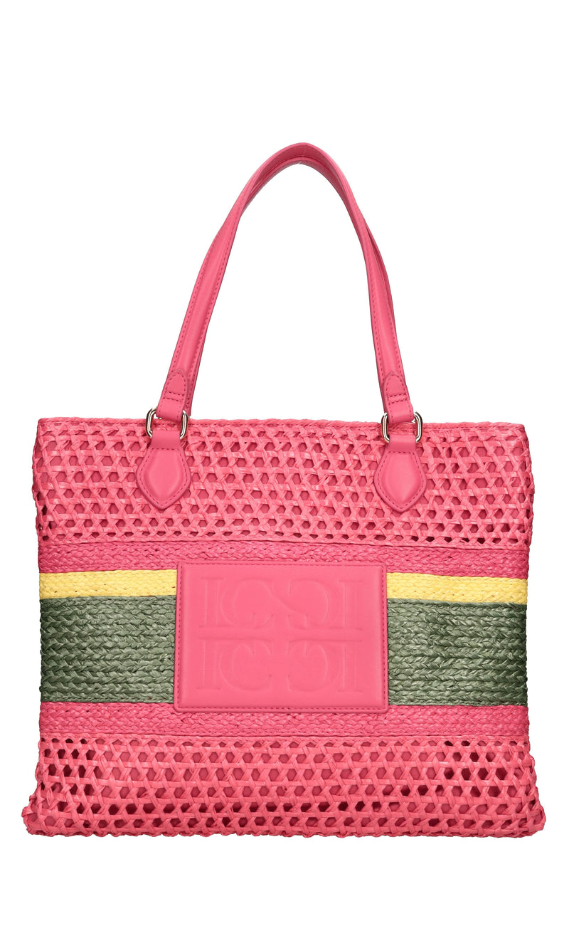 Borsa Glory in rafia ed ecopelle 